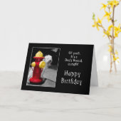 VERJAARDAG - EEN GELUKKIGE HOND - HYDRANT / HOND KAART (Gele Bloem)