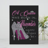 Verjaardag | Een Koningin Is In November Geboren Kaart (Staand voorkant)