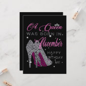 Verjaardag | Een Koningin Is In November Geboren Kaart (Voorkant / Achterkant in situ)