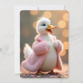 Verjaardag Eend Dragen van een Roze Bontjas Kaart (Voorkant)