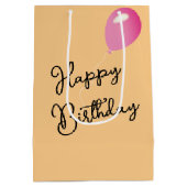 Verjaardag eend in een roze bontjas medium cadeauzakje (Achterkant)