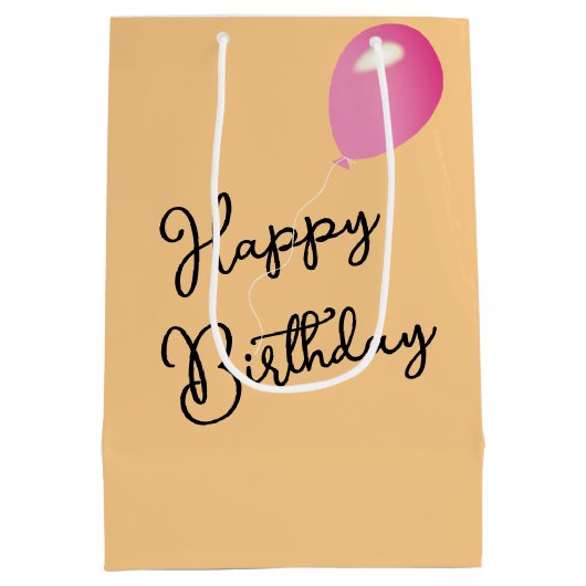 Verjaardag eend in een roze bontjas medium cadeauzakje (Achterkant)