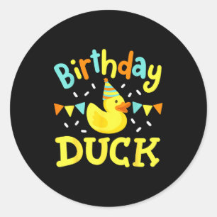 Verjaardag Eend Kinderen Meisjes Jongens Rubber Ee Ronde Sticker