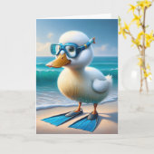 Verjaardag eend met duikende vinnen kaart (Gele Bloem)