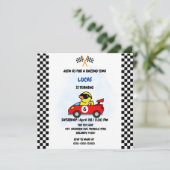 Verjaardag Eend race auto jongen rood racing kinde Bedankkaart (Staand voorkant)