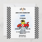 Verjaardag Eend race auto jongen rood racing kinde Bedankkaart (Voorkant)