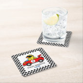 Verjaardag Eend race auto rode jongen kind naam Kartonnen Onderzetters (Insitu)