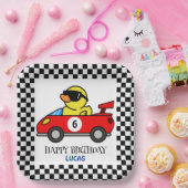 Verjaardag Eend race auto rode jongen kind naam Papieren Bordje (Feest)
