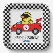 Verjaardag Eend race auto rode jongen kind naam Papieren Bordje (Voorkant)