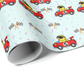Verjaardag Eend race auto rood racing jongen kind  Cadeaupapier (Rol Hoek)