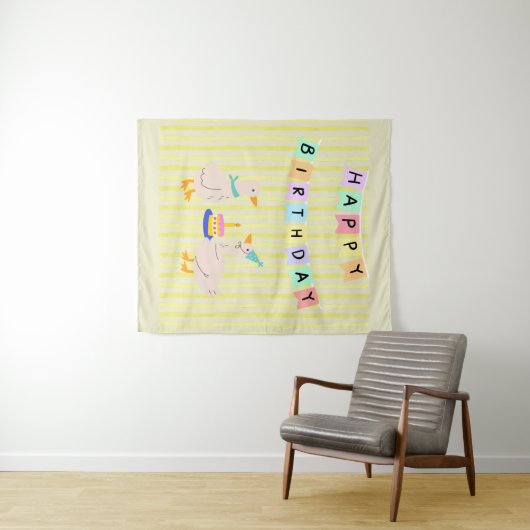 verjaardag eendje banner wandkleed (In Situ (horizontaal))