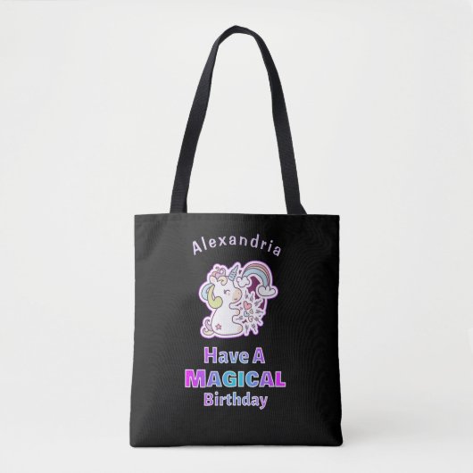 Verjaardag Eenhoorn Magisch Schattige Tote Bag (Voorkant)