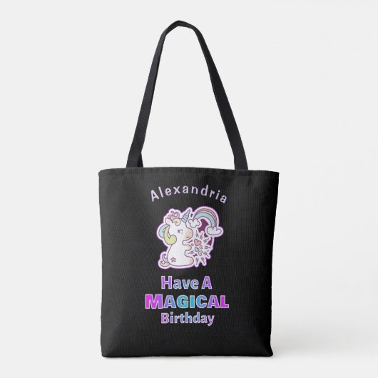 Verjaardag Eenhoorn Magisch Schattige Tote Bag (Achterkant)