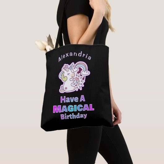 Verjaardag Eenhoorn Magisch Schattige Tote Bag (Dichtbij)
