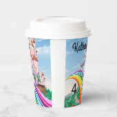 Verjaardag Eenhoorn Meisje's Naam & Leeftijd Star  Papieren Bekers (Links)