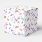 Verjaardag Eenhoorn met Cake Favoriete Box Bedankdoosjes (Achterkant)