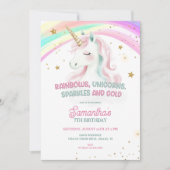 Verjaardag eenhoorn, pastel eenhoorn, regenboog kaart (Voorkant)