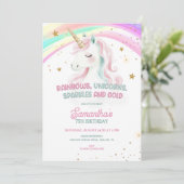 Verjaardag eenhoorn, pastel eenhoorn, regenboog kaart (Staand voorkant)