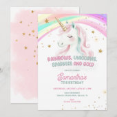 Verjaardag eenhoorn, pastel eenhoorn, regenboog kaart (Voorkant / Achterkant)