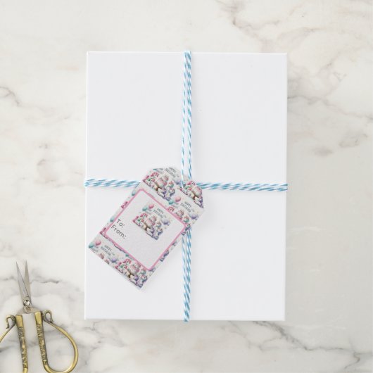 Verjaardag Eenhoorn Thema Cadeaulabel (Met Touw)