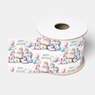 Verjaardag Eenhoorn Thema Grosgrain Lint