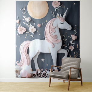 Verjaardag Eenhoring Muur Kunst Achtergrond Banner Wandkleed