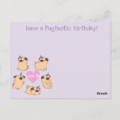 Verjaardag Eenhoring Pug Briefkaart (Achterkant)