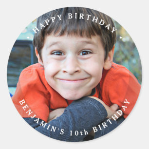 Verjaardag Eenvoudig Schattig Persoonlijke Foto Ronde Sticker