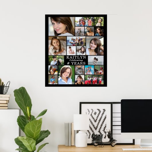 Verjaardag Eenvoudige 21 Fotocollage Custom Poster (Thuiskantoor)