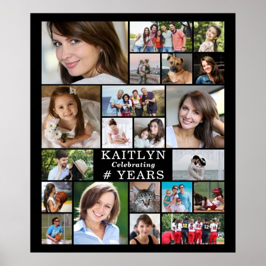 Verjaardag Eenvoudige 21 Fotocollage Custom Poster (Voorkant)