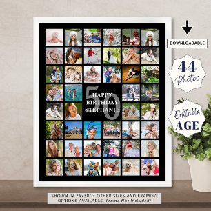 Verjaardag Eenvoudige 44 Fotocollage Aangepaste kl Poster