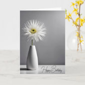 Verjaardag Eenvoudige witte bloem in vaas Kaart (Gele Bloem)