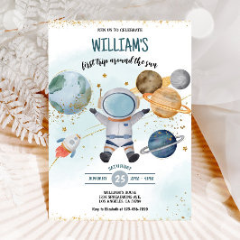 Verjaardag eerste reis rond de zon in de buitenrui kaart