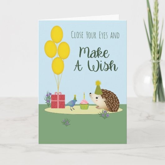 Verjaardag Egel en Vogel Kaart (Voorkant)