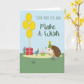 Verjaardag Egel en Vogel Kaart (Gele Bloem)