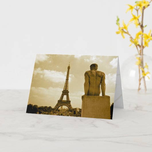 Verjaardag Eiffeltoren Gay Kaart (Gele Bloem)