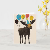 Verjaardag eland met ballonnen Verjaardag Kaart (Gele Bloem)