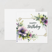 verjaardag elegante bloem frame kaart (Voorkant / Achterkant)