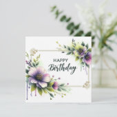 verjaardag elegante bloem frame kaart (Staand voorkant)