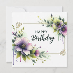verjaardag elegante bloem frame kaart