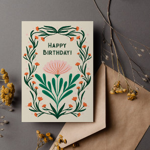 Verjaardag Elegante Bloemrijke Lijst Briefkaart