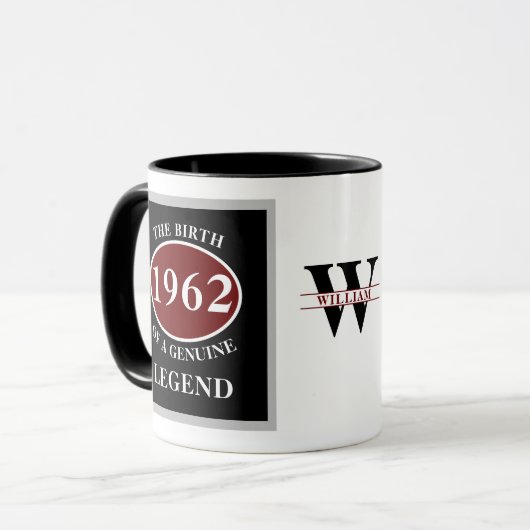 Verjaardag Elk jaar geboren in Monogram Add Jouw n Mok (Voorkant links)