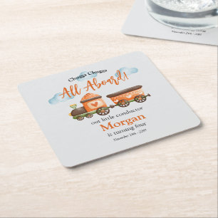 Verjaardag Elke Leeftijd Mooie Trein Aquarel Feest Kartonnen Onderzetters