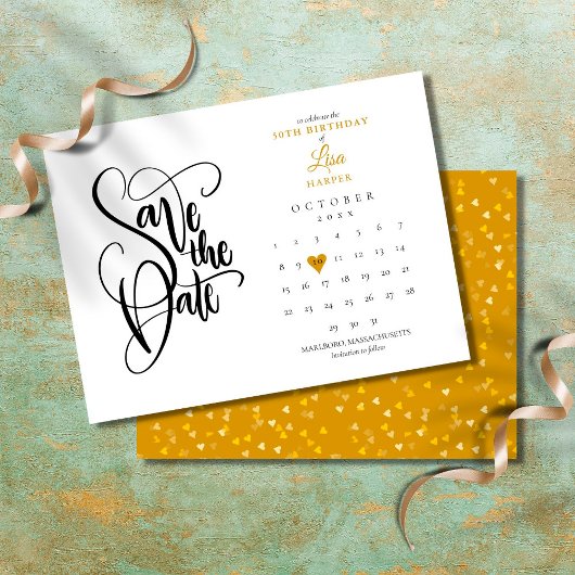 Verjaardag elke leeftijd Save the Date Agenda Goud Aankondigingskaart