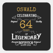 Verjaardag Elke Leeftijd Zwart Goud Legendaries Re Vierkante Sticker (Voorkant)