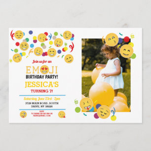 Verjaardag Emoji Kinderverjaardag Fun Happy Photo Kaart
