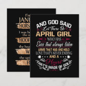 Verjaardag | En God Zegde Laat Er April Meisje Zij Kaart (Voorkant / Achterkant)