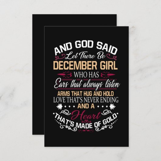 Verjaardag | En God zei dat er een decembermeisje Bedankkaart (Voorkant / Achterkant)