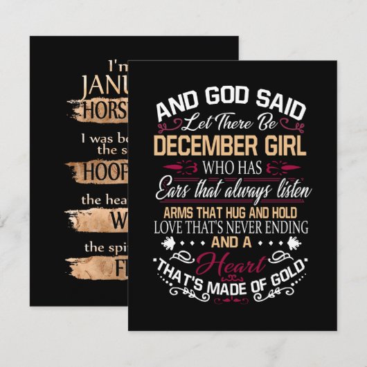 Verjaardag | En God zei dat er een decembermeisje  Kaart (Voorkant / Achterkant)