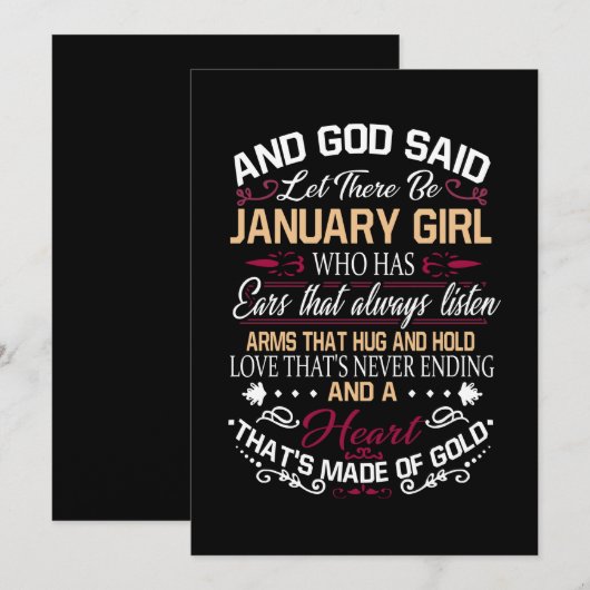 Verjaardag | En God zei dat er een januari-meisje  Feestdagenkaart (Voorkant / Achterkant)